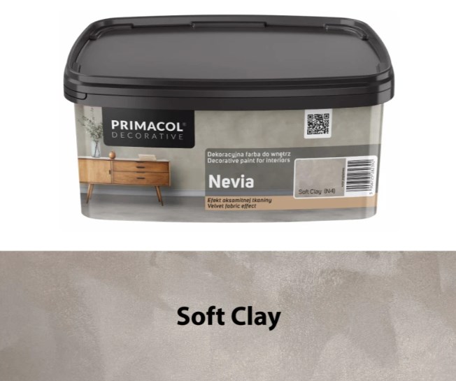 Farba dekoracyjna Nevia Soft Clay N4 1 l – aksamitny efekt tkaniny na ścianie